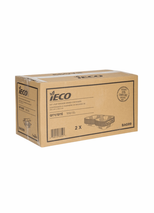 Container Hinged 8×8″/9×9″ Bagasse – White Square Lid (100/Case) - Arcapack