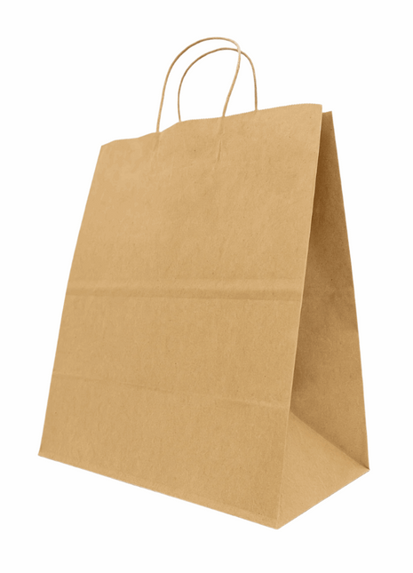 Bag Recycled Kraft #81 – Brown Square Bottom with Handle (250/Case)