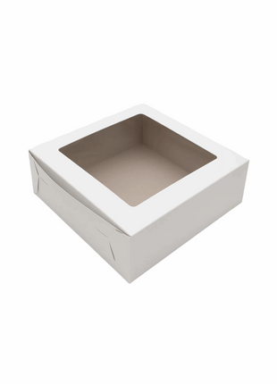 Bakery Box with Window, Paperboard – White 8x8x2.5" (250/Pack) - Arcapack