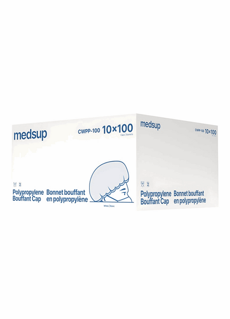 White PP Bouffant Cap – 21 in (Case of 10x100 pcs) - Arcapack