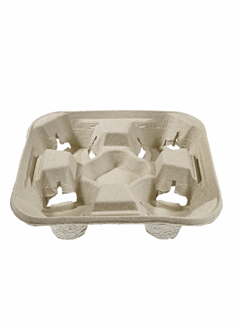 Cup Carrier Tray – 4-Cup Molded Fiber – Brown (360/Pack) - Arcapack