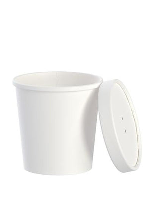 Round Paper Food Container & Lid Combo – 16 oz, DSP, White (250/Case) - Arcapack