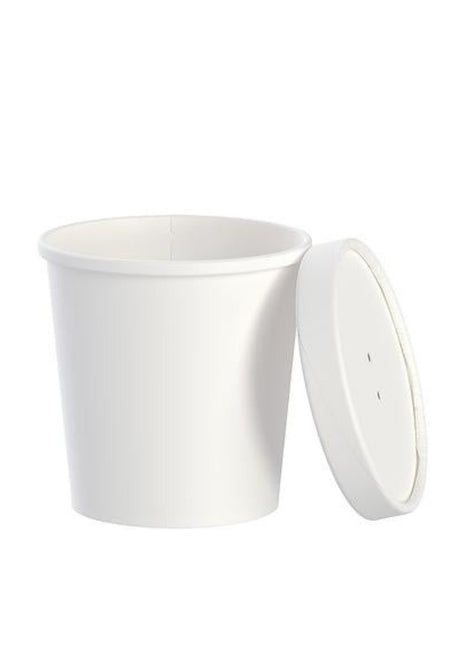 Round Paper Food Container & Lid Combo – 16 oz, DSP, White (250/Case) - Arcapack