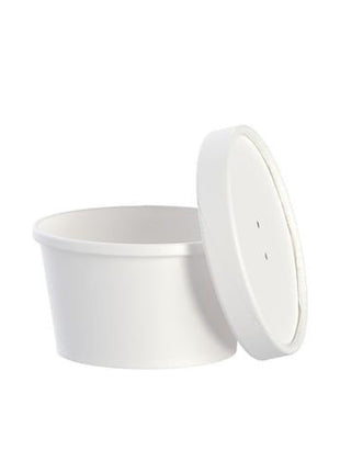 Combo Paper Food Container with Lid – 8 oz & 16 oz DSP Paper White (250/Case) - Arcapack