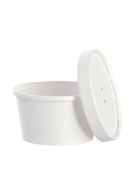 Combo Paper Food Container with Lid – 8 oz & 16 oz DSP Paper White (250/Case) - Arcapack