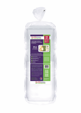Rectangular Food Container with Lid – 16oz/28oz/38oz Polypropylene Translucent (55/Pack) - Arcapack