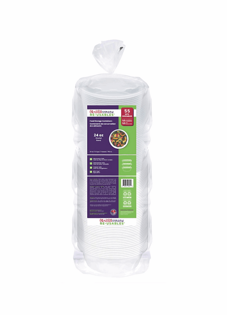 Round Food Container with Lid – 24 oz PP Translucent (55/Case) - Arcapack