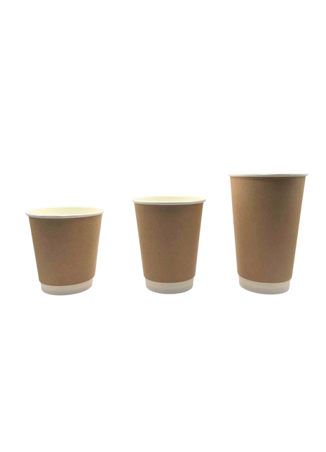 Cup 10 oz / 12 oz / 16 oz Kraft Paper – Brown Double Wall Hot Cup (1000/Case)