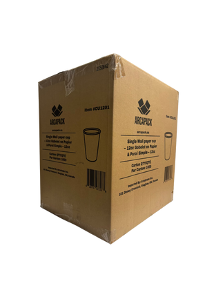 Cup 12 oz Kraft Paper – White Single Wall Hot Cup (1000/Case)