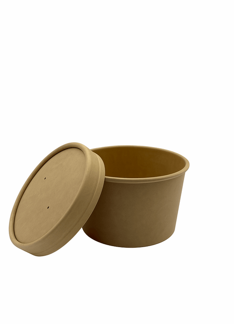 Combo Food Container with Lid – 8/12/16/32 oz Paperboard Kraft (250/Case) - Arcapack