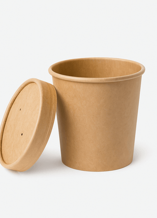 Combo Food Container with Lid – 8/12/16/32 oz Paperboard Kraft (250/Case) - Arcapack