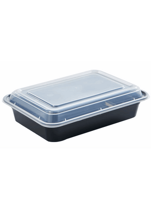 Rectangular Container PP Injection Black Base with Clear Lid – 24oz (150/Box)