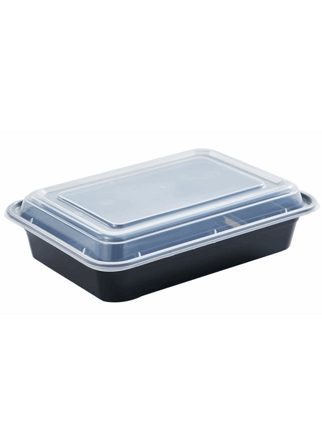 Rectangular Container PP Injection Black Base with Clear Lid – 24oz (150/Box)