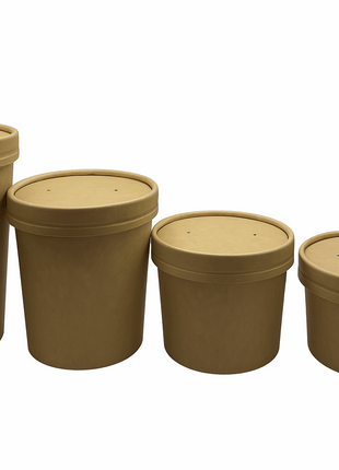 Combo Food Container with Lid – 8/12/16/32 oz Paperboard Kraft (250/Case) - Arcapack