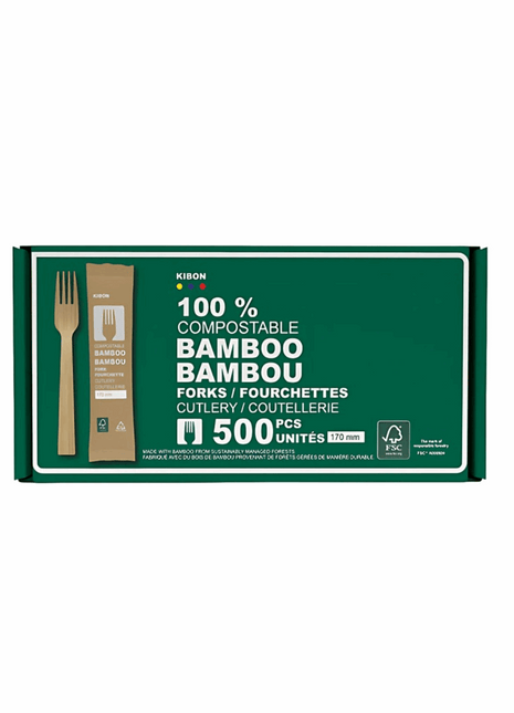 Fork, Bamboo Natural Wood – Individually Wrapped 170 mm (500/Case) - Arcapack