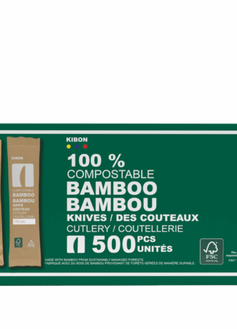 Knife, Bamboo Natural – Individually Wrapped 170mm (500/Case) - Arcapack