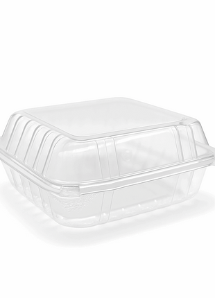 Container Hinged Clear Plastic – 6×6×3" (500/Case), 8×8×3" (250/Case) - Arcapack