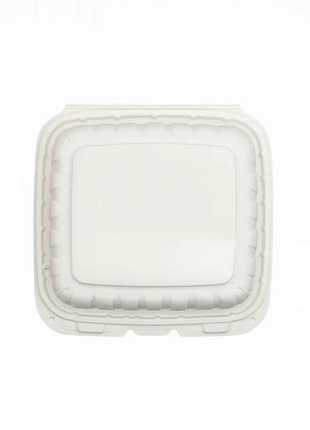 Hinged Take-Out Container 8.4x8.7x3.1" MFPP – White Square (146/Case)