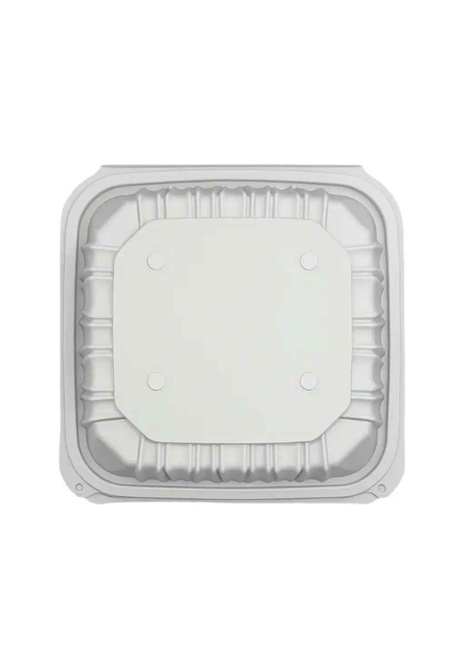 Hinged TakeOut Container 8.4x8.7x3.1" MFPP – White Square (146/Case)