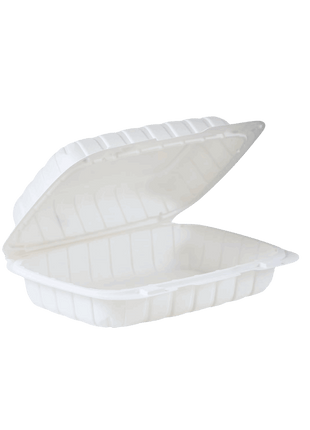 1-Compartment Container Hinged MFPP White – 8×8×3in & 9×6×3in (100-150/Case)