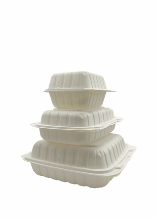 Container Hinged – White MFPP Clamshell (3 sizes) - Arcapack