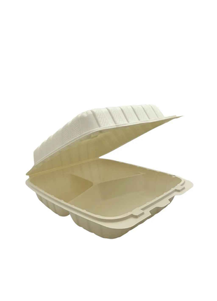 Hinged Take-Out Container 8.4x8.7x3.1" MFPP – White Square (146/Case)