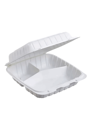 3-Compartment MFPP Hinged Food Container 9×9×3 in (150/Carton)