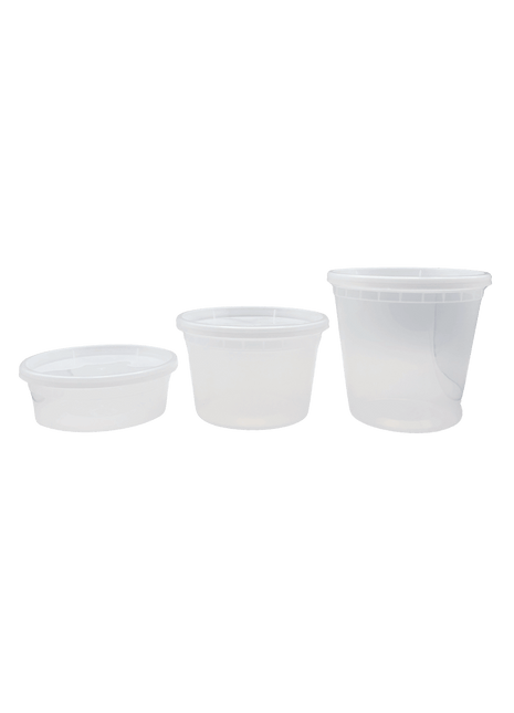 Deli Container 8 oz / 16 oz / 24 oz – Clear PP Round Container with Lid (240/Case)