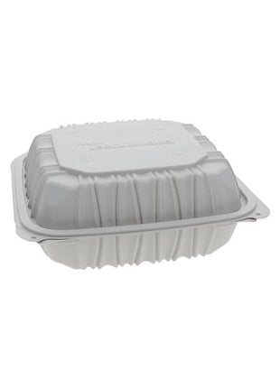 Vented 3-Compartment Hinged Lid Container – 8.5" x 8.5", MFPP, White (146/Case) - Arcapack