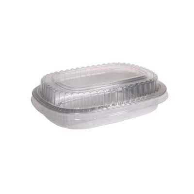 Aluminum Container with Clear PET Dome Lid – 23.3 oz, 8.2" x 6.2" x 2.36" (100/Case)