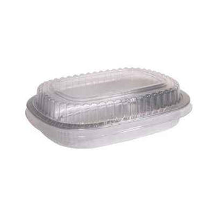Aluminum Container with Clear PET Dome Lid – 47.4 oz, 9.75" x 7.75" x 1.75" (50/Case)