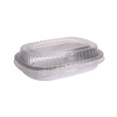 Aluminum Container with Clear PET Dome Lid – 47.4 oz, 9.75" x 7.75" x 1.75" (50/Case)