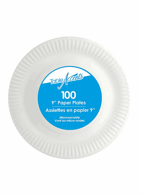 Plate 9” Paper – White Round (1200/Case) - Arcapack