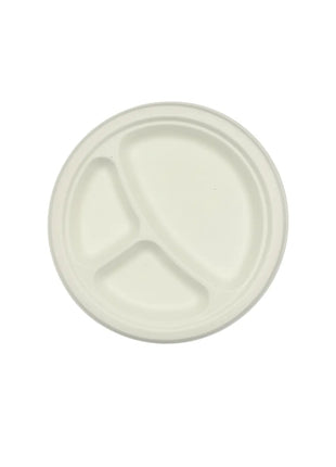 Plate 9” PP – White Round 3-Compartment (500/Case) - Arcapack