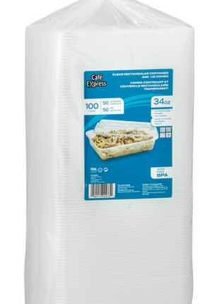 Container with Lid PP – 34oz/42oz PP (Pack of 50) - Arcapack