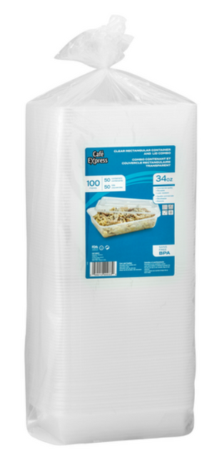 Container with Lid PP – 34oz/42oz PP (Pack of 50) - Arcapack