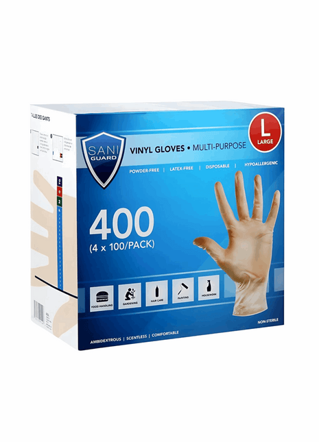 Gloves Vinyl, L/XL Clear (400/Case) - Arcapack
