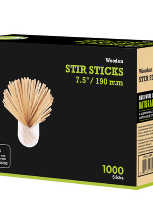 Stir Stick Wood – 7.5" Natural (10 Packs of 1000) - Arcapack