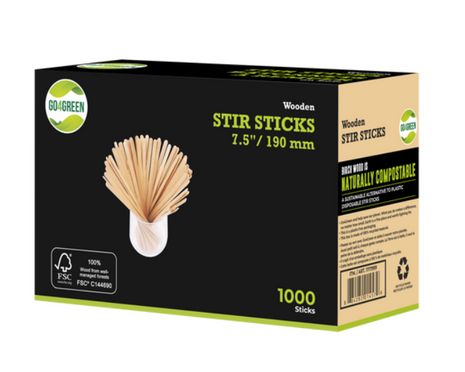 Stir Stick Wood – 7.5" Natural (10 Packs of 1000) - Arcapack