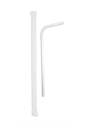 Flexible Paper Straw 8″ Individually Wrapped – White (5000/Pack) - Arcapack