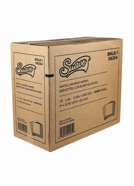 Suave 1-Ply Recycled Luncheon Napkins – 12 Packs of 500 (White) - Arcapack