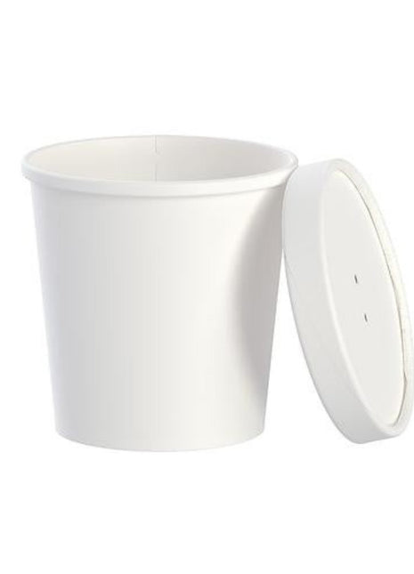 Combo Paper Food Container with Lid – 8 oz & 16 oz DSP Paper White (250/Case) - Arcapack