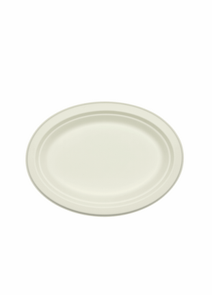 Plate 10×7” Pulp Fiber – White Oval (500/Case) - Arcapack