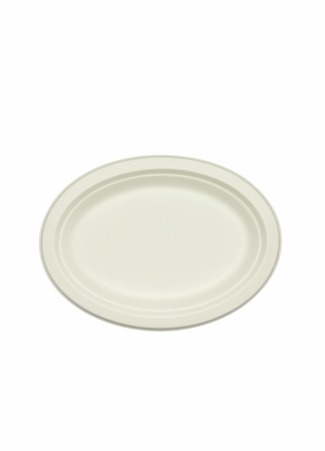 Plate 10×7” Pulp Fiber – White Oval (500/Case) - Arcapack